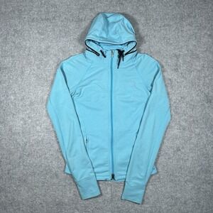 Nike Dri Fit Jacket Womens Size Small Blue Zip Hooded Full Zip Active Breathable